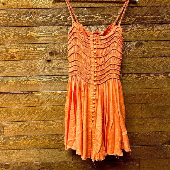 Vintage Havana Front Button Dress Peach M - Picture 3 of 9